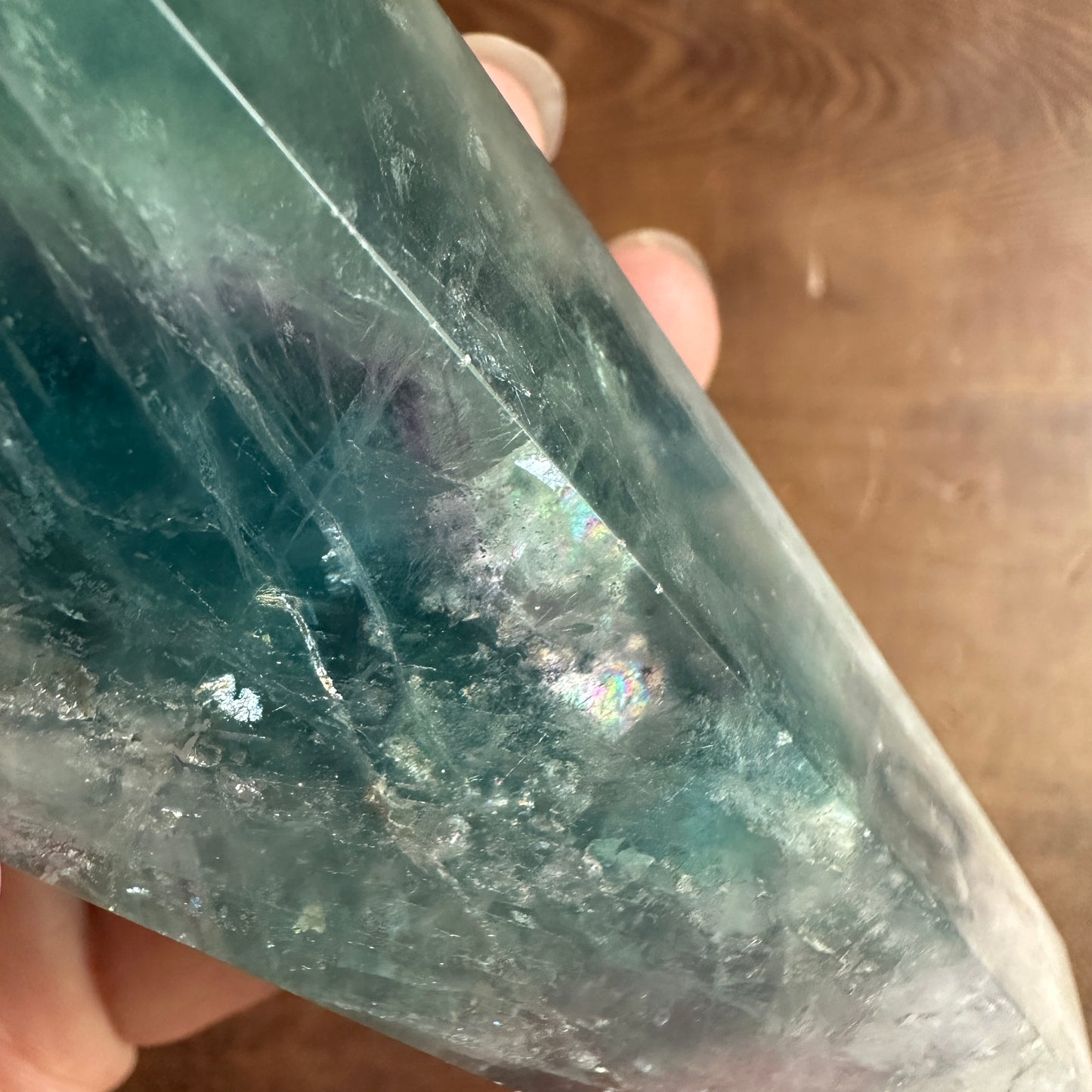 5.25" Double Terminated Clear Green and Purple Fluorite