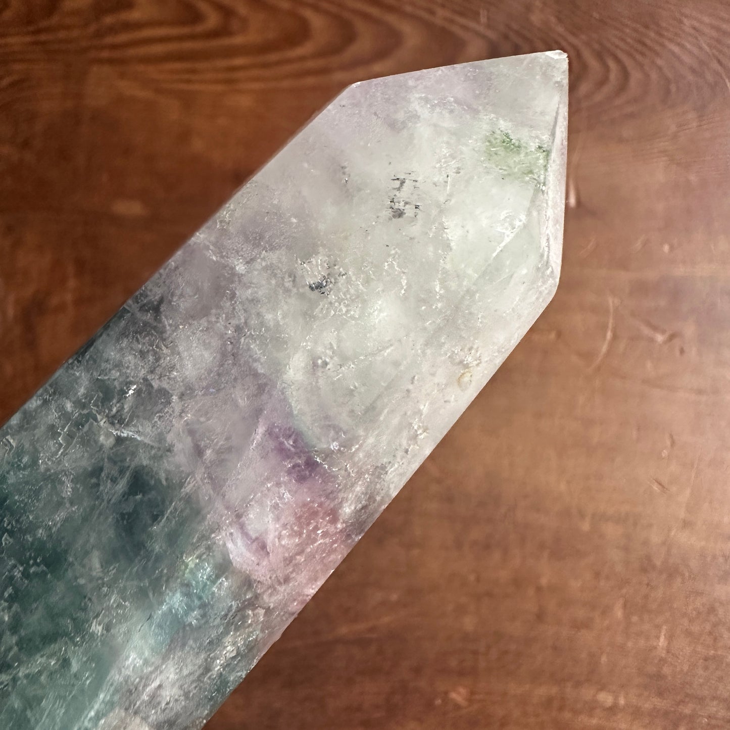5.25" Double Terminated Clear Green and Purple Fluorite