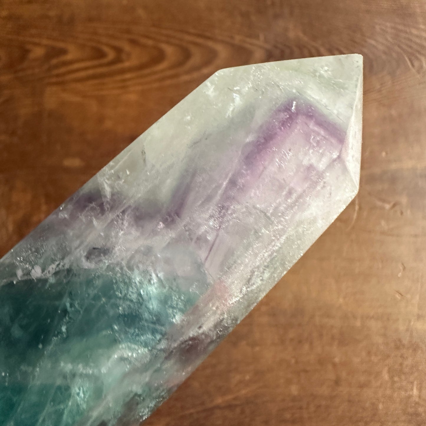 5.25" Double Terminated Clear Green and Purple Fluorite