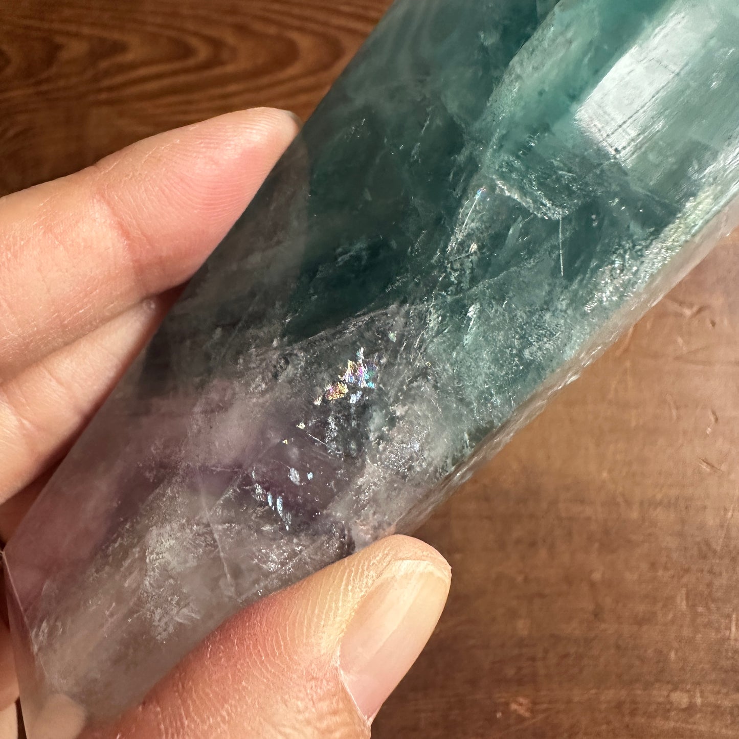 5.25" Double Terminated Clear Green and Purple Fluorite