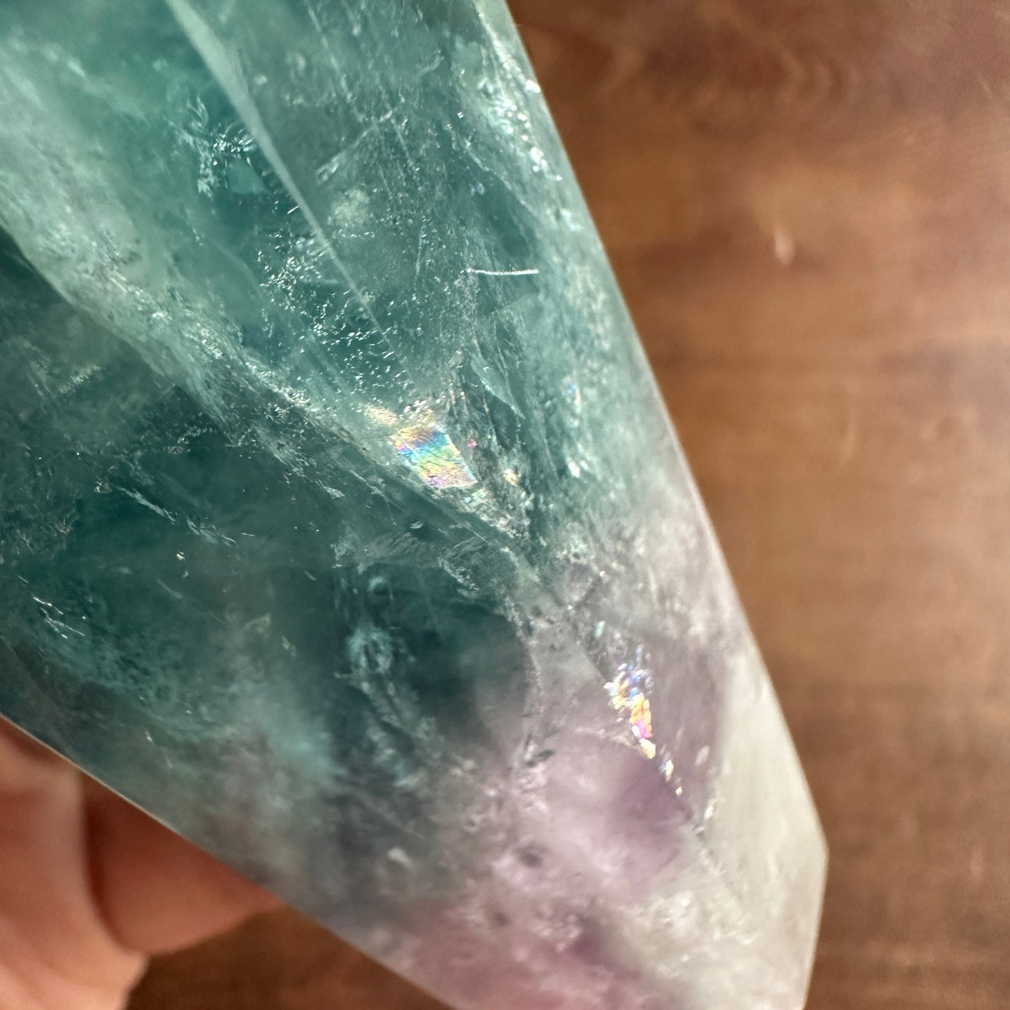 5.25" Double Terminated Clear Green and Purple Fluorite