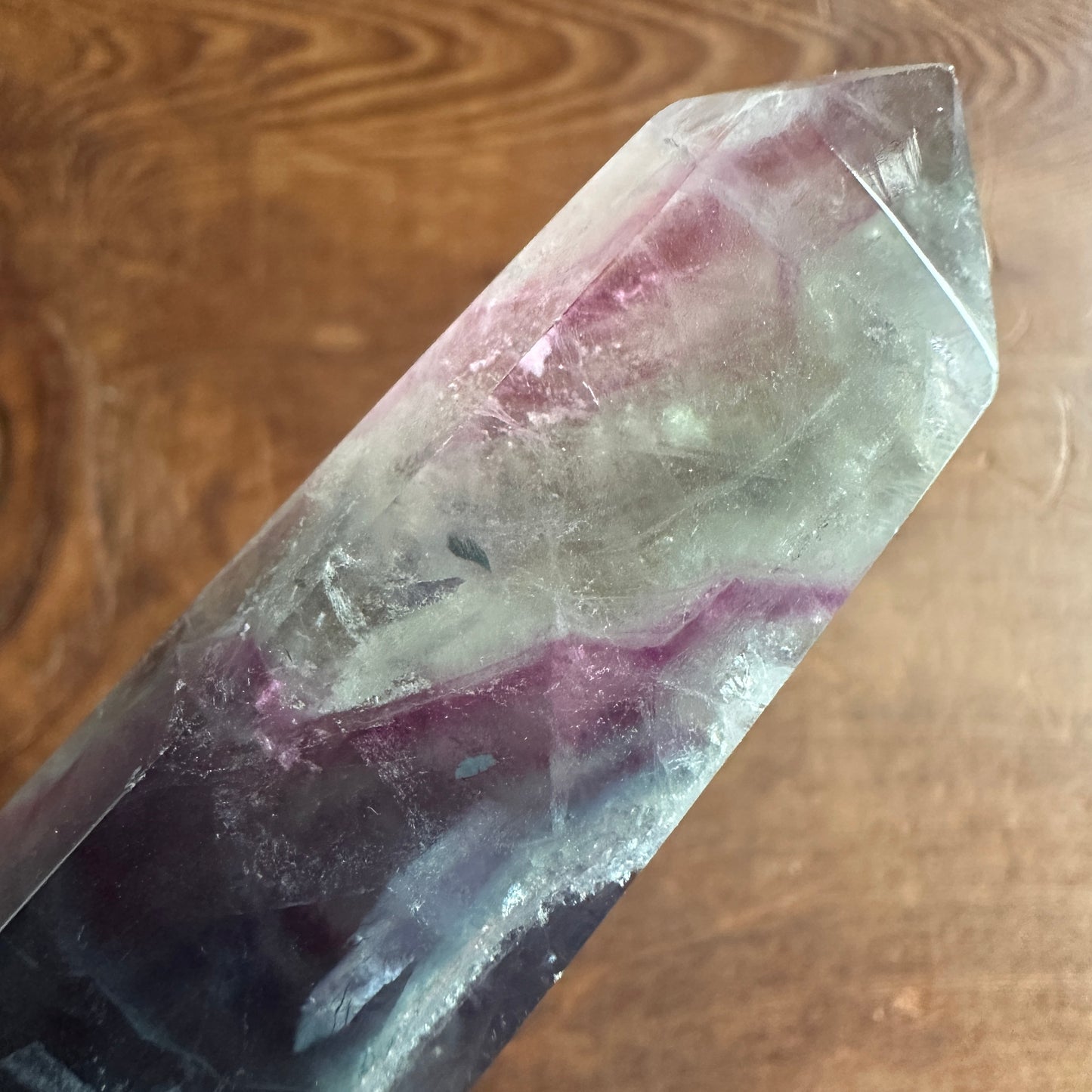 5.75" Double Terminated Clear Green and Purple Fluorite