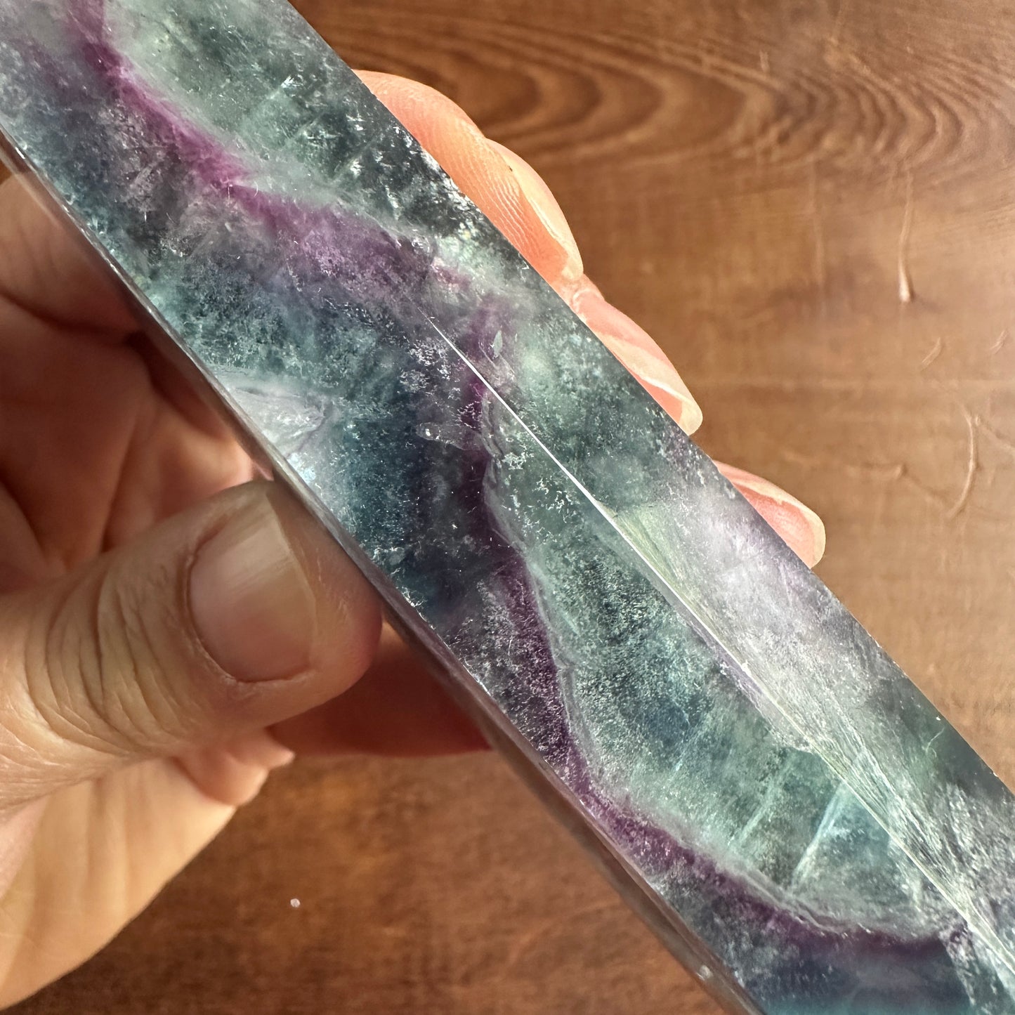 5.75" Double Terminated Clear Green and Purple Fluorite