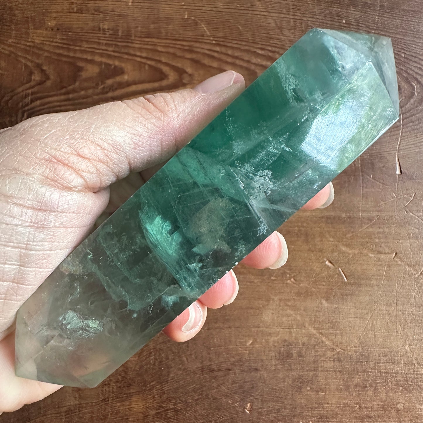 5.5" Double Terminated Clear Green and Purple Fluorite