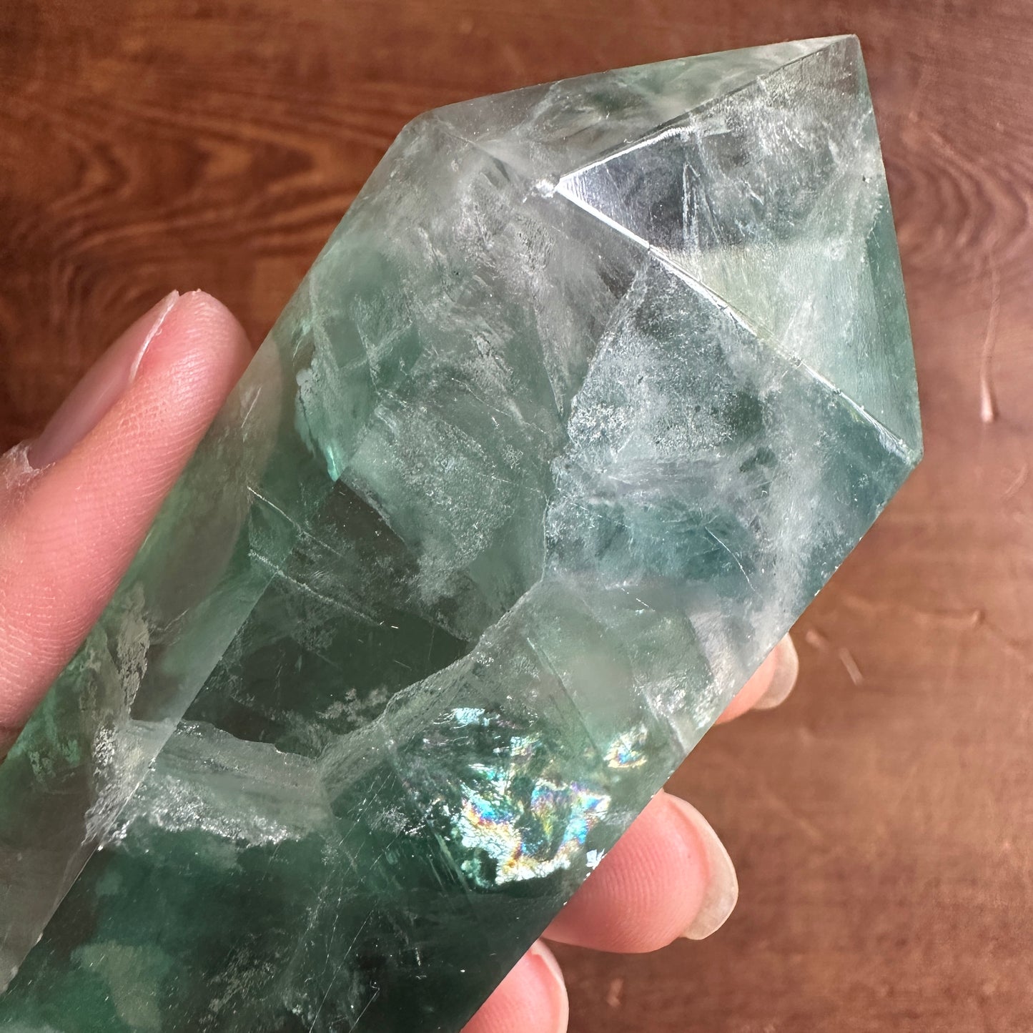 5.5" Double Terminated Clear Green and Purple Fluorite