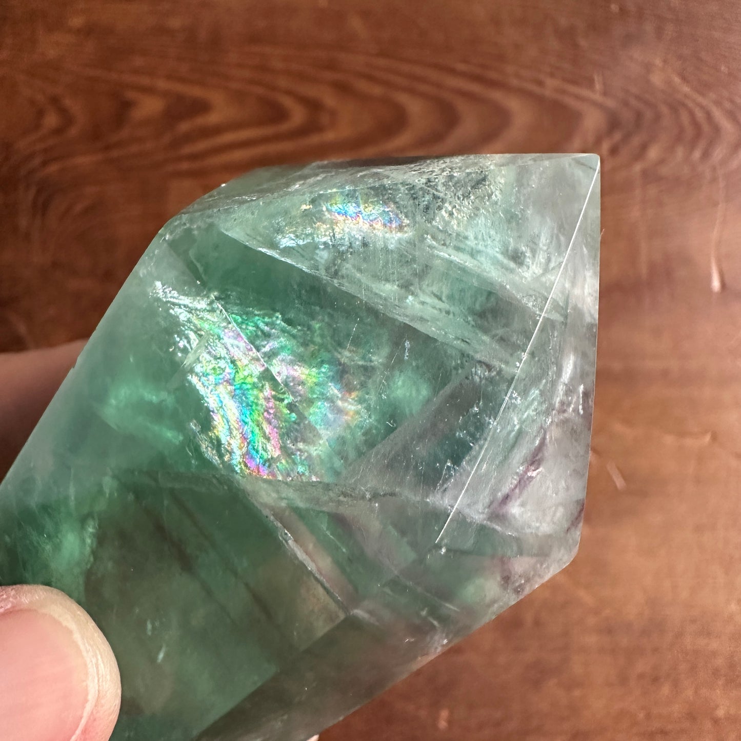 5.5" Double Terminated Clear Green and Purple Fluorite