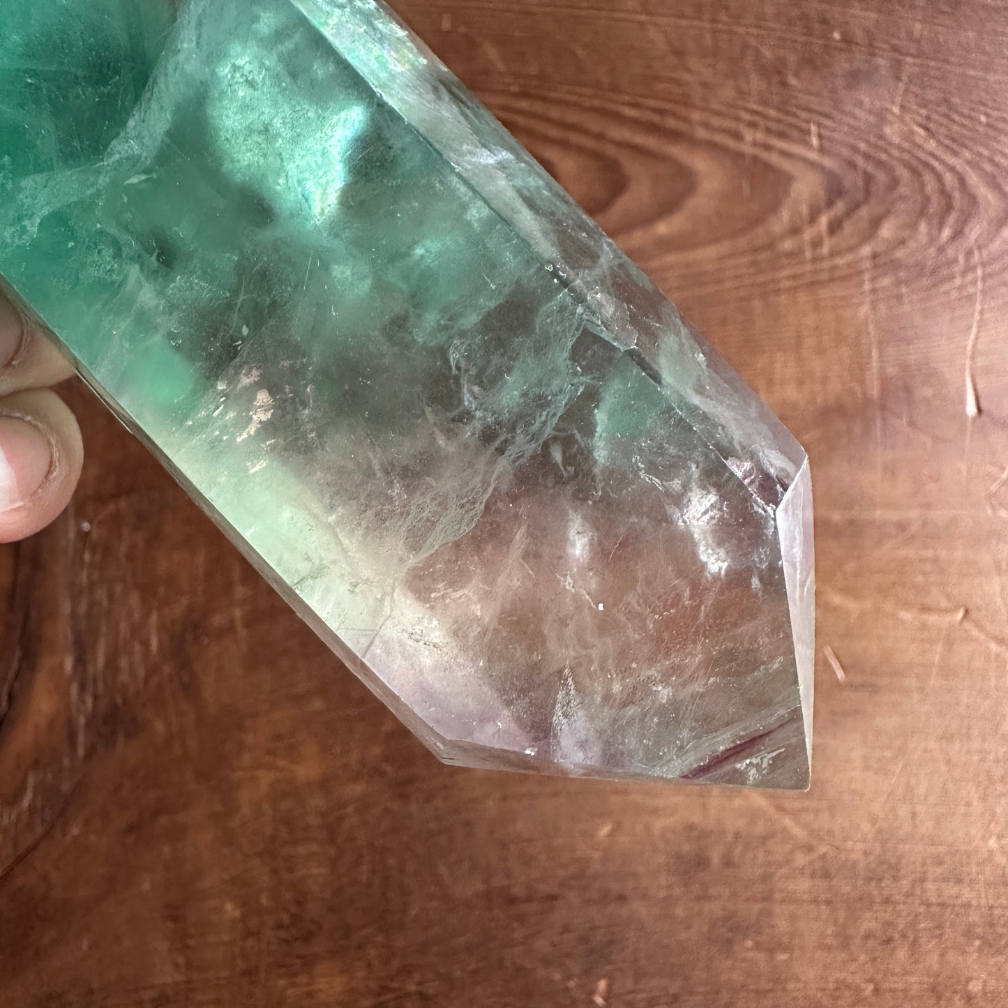 5.5" Double Terminated Clear Green and Purple Fluorite