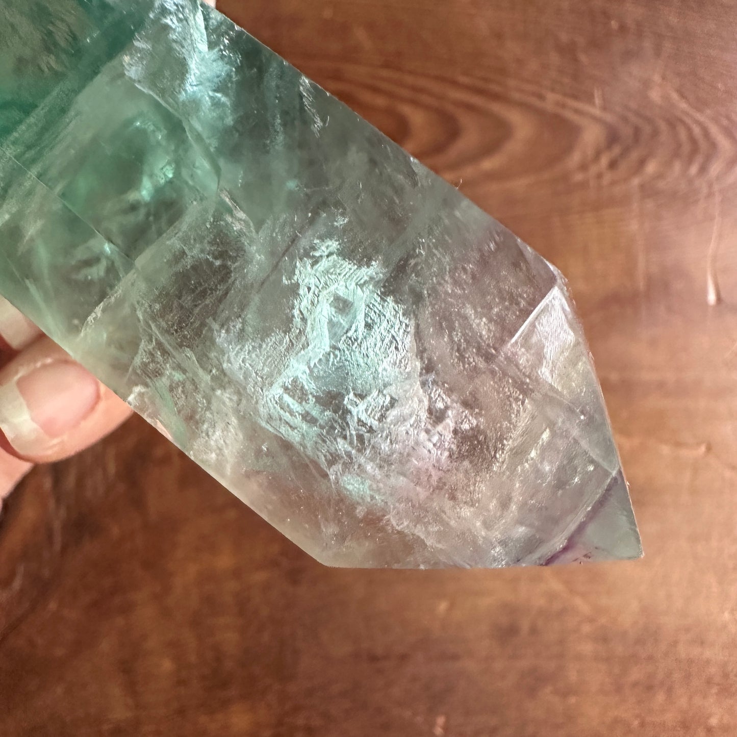 5.5" Double Terminated Clear Green and Purple Fluorite