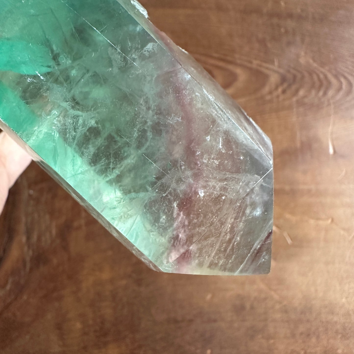 5.5" Double Terminated Clear Green and Purple Fluorite