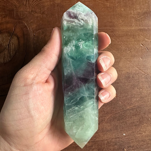 5.5" Double Terminated Rainbow Blue Green and Purple Fluorite