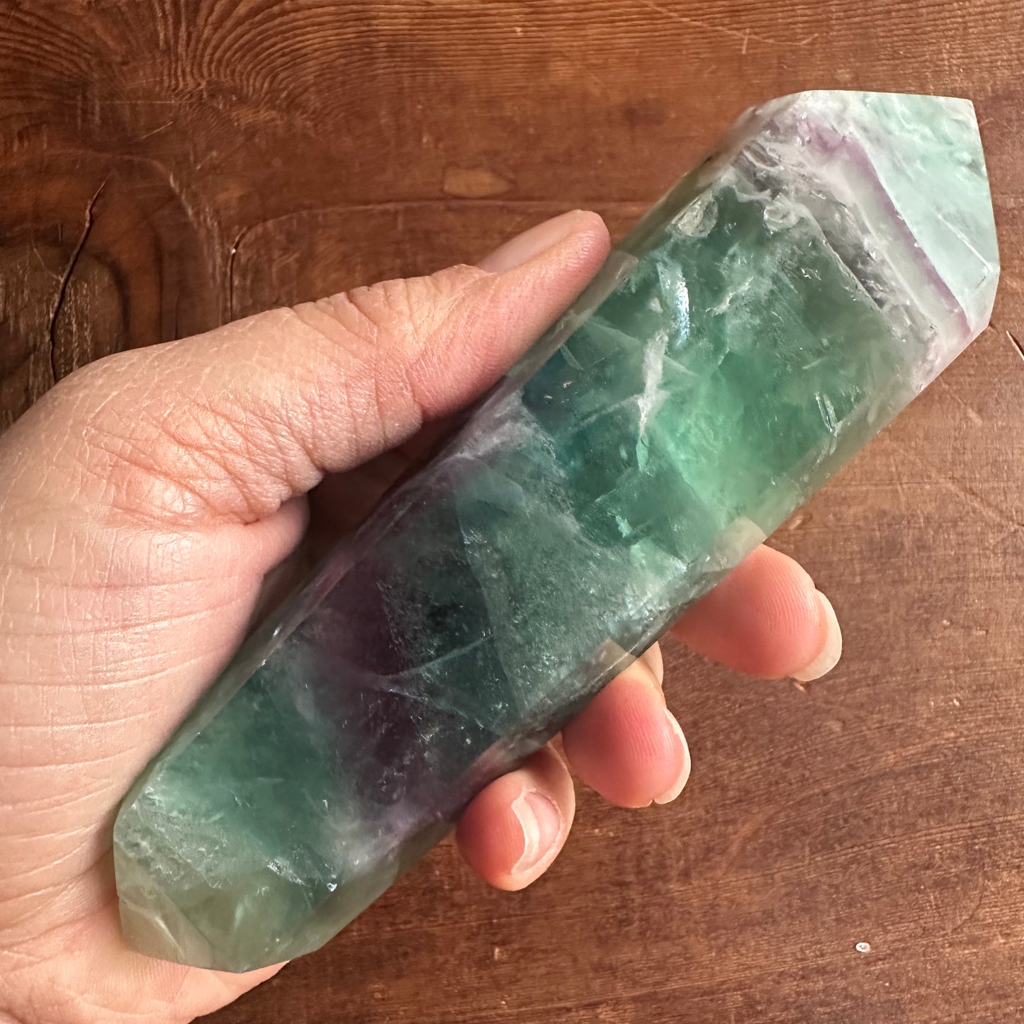 5.5" Double Terminated Clear Green and Purple Fluorite
