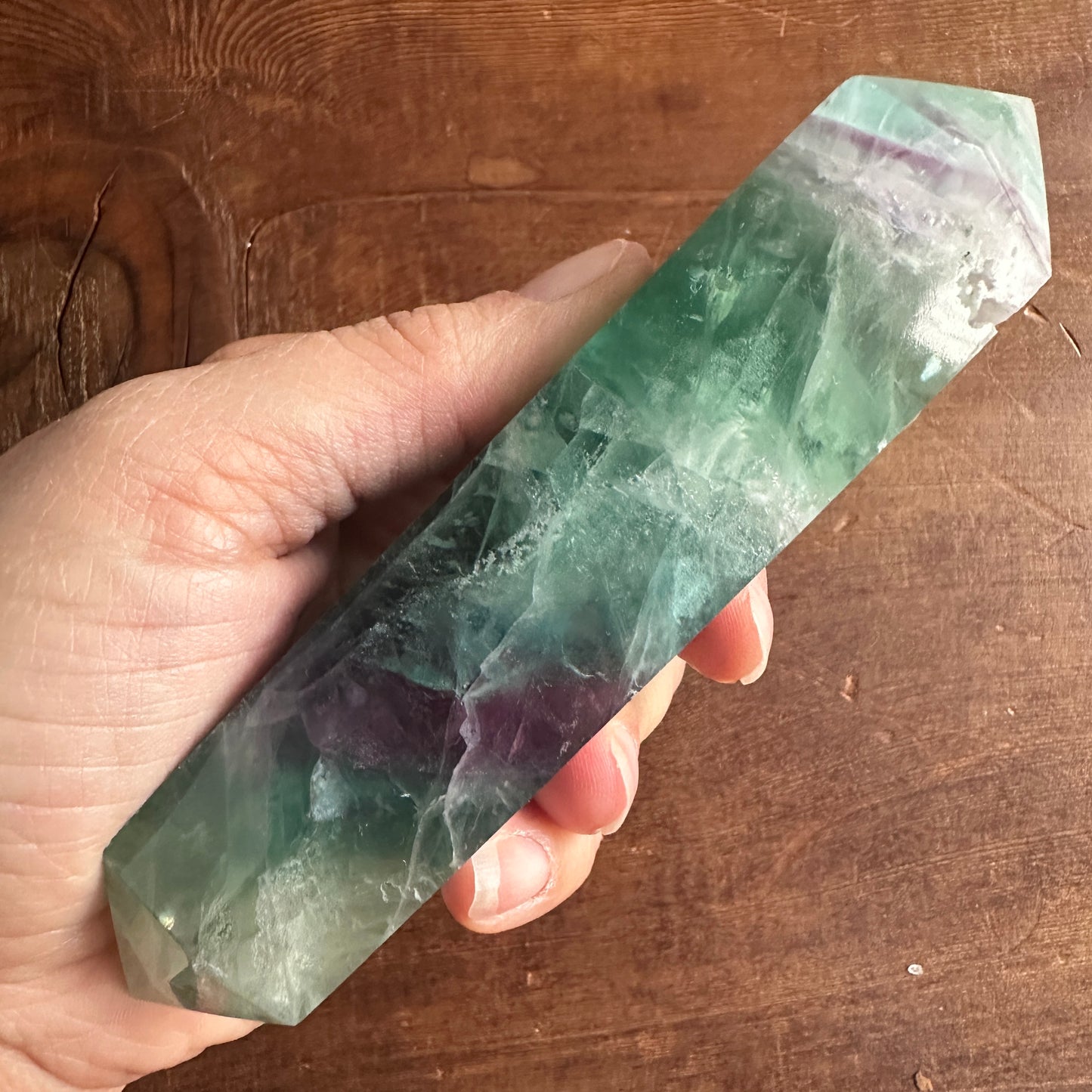 5.5" Double Terminated Rainbow Blue Green and Purple Fluorite