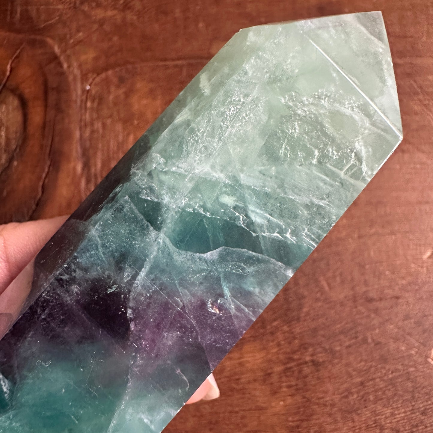 5.5" Double Terminated Rainbow Blue Green and Purple Fluorite