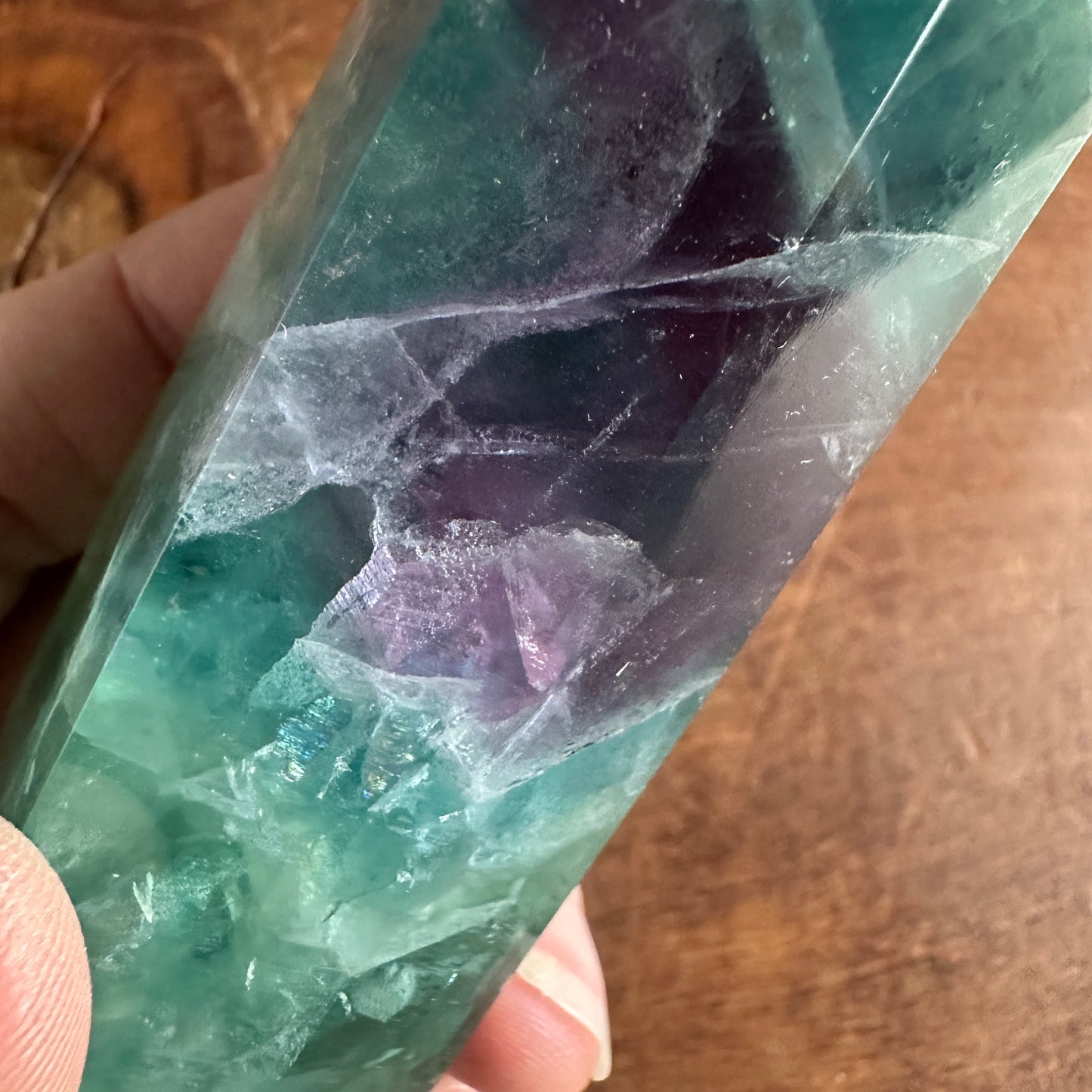 5.5" Double Terminated Rainbow Blue Green and Purple Fluorite