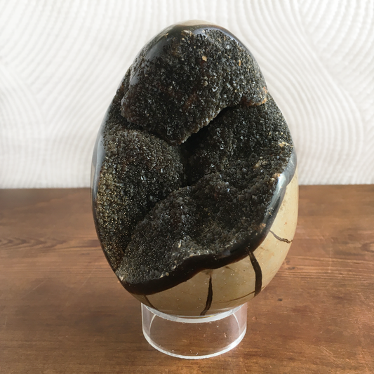 4.5" Black Druzy Septarian Egg #0D