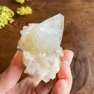 Top Quality Clear Apophyllite DT Crystal Cluster with Peach Stillbite