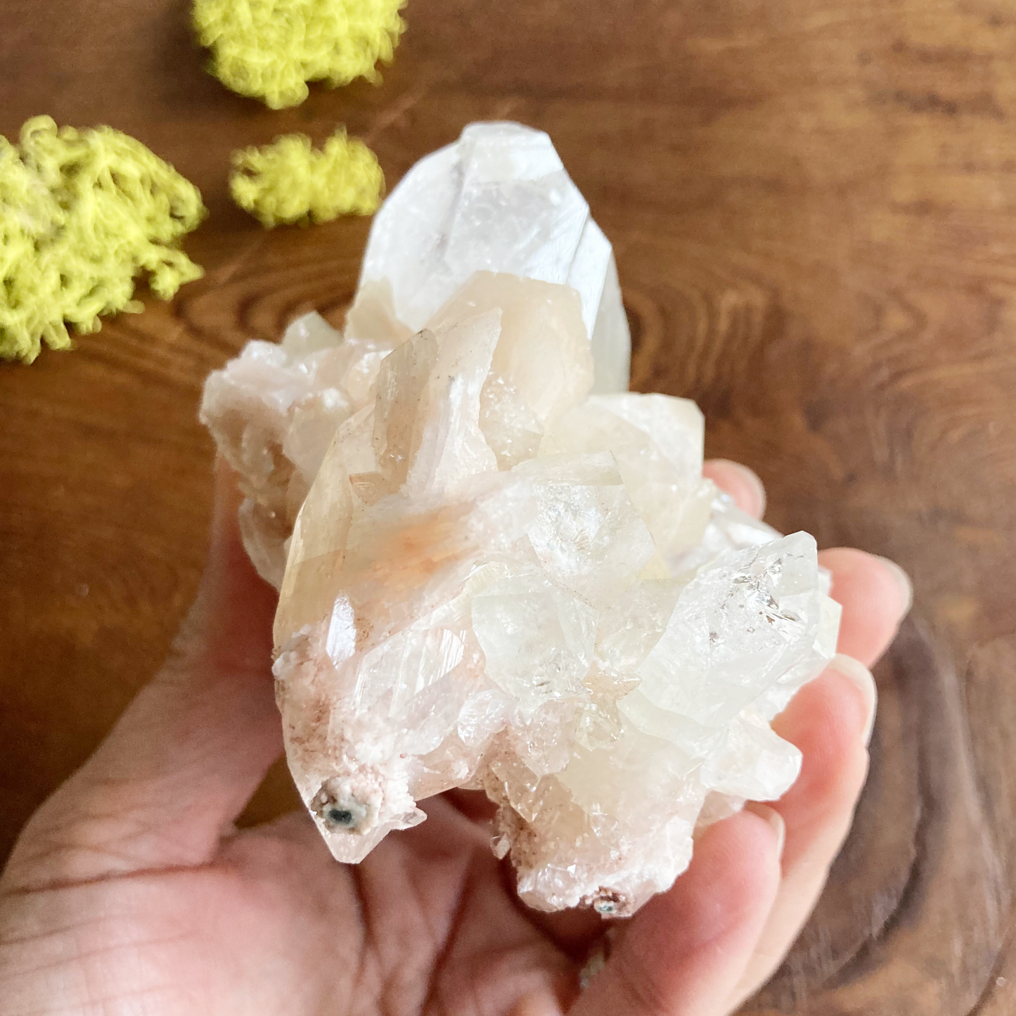 Top Quality Clear Apophyllite Large Crystal Cluster with Peach Stillbite