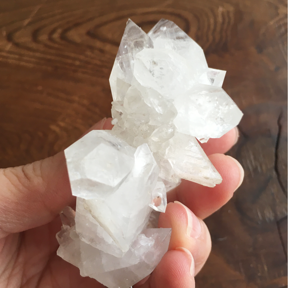 Clear Shiny Apophyllite Crystal Cluster 0E
