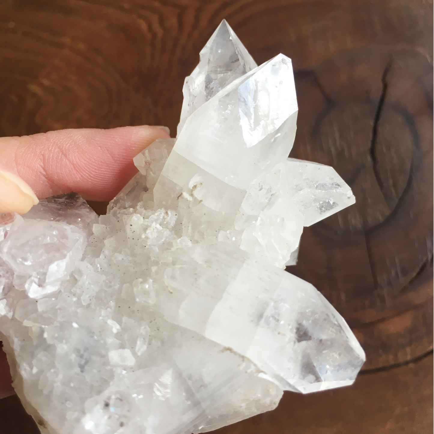 Clear Shiny Apophyllite Crystal Cluster 0E