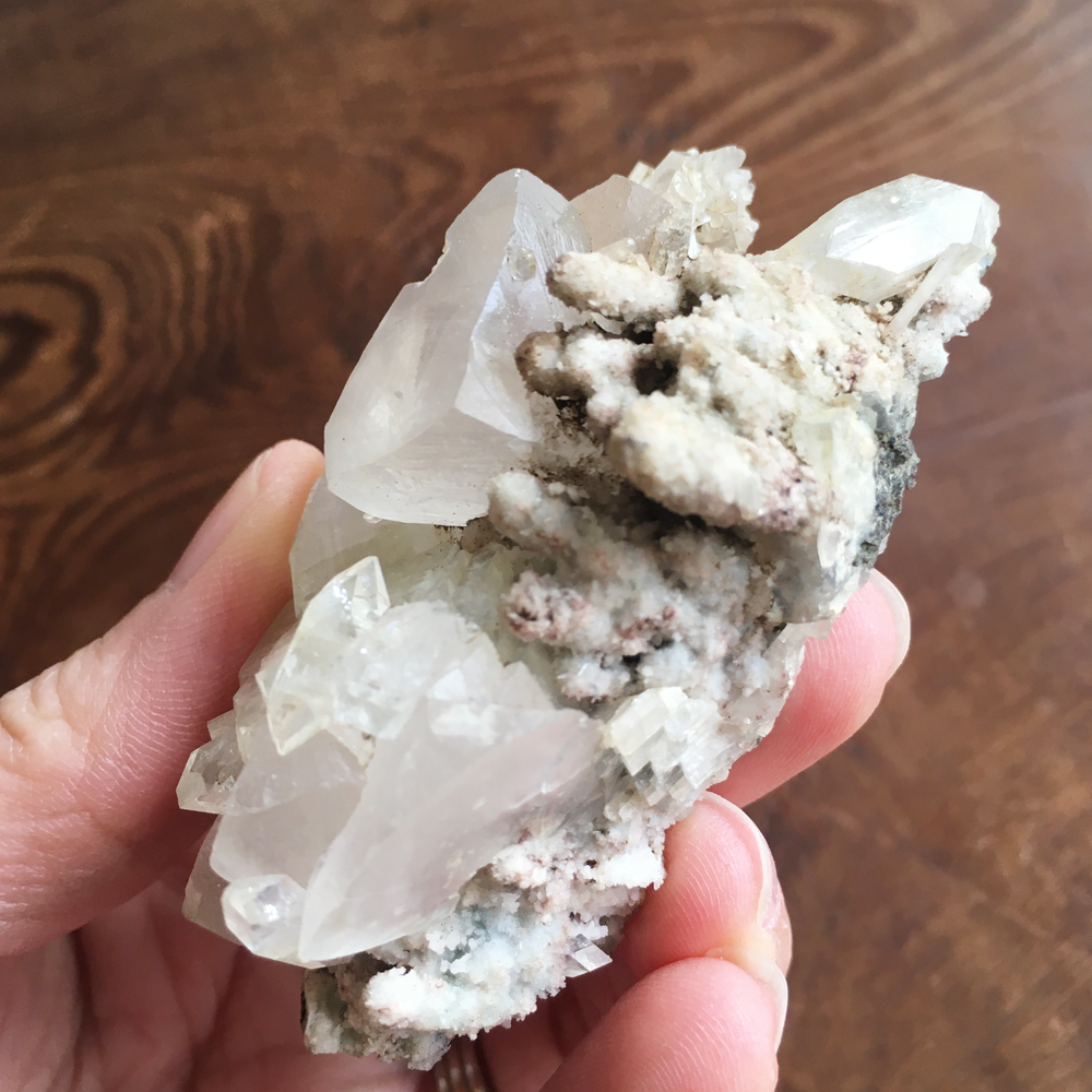 Clear White Apophyllite Crystal Cluster 0H