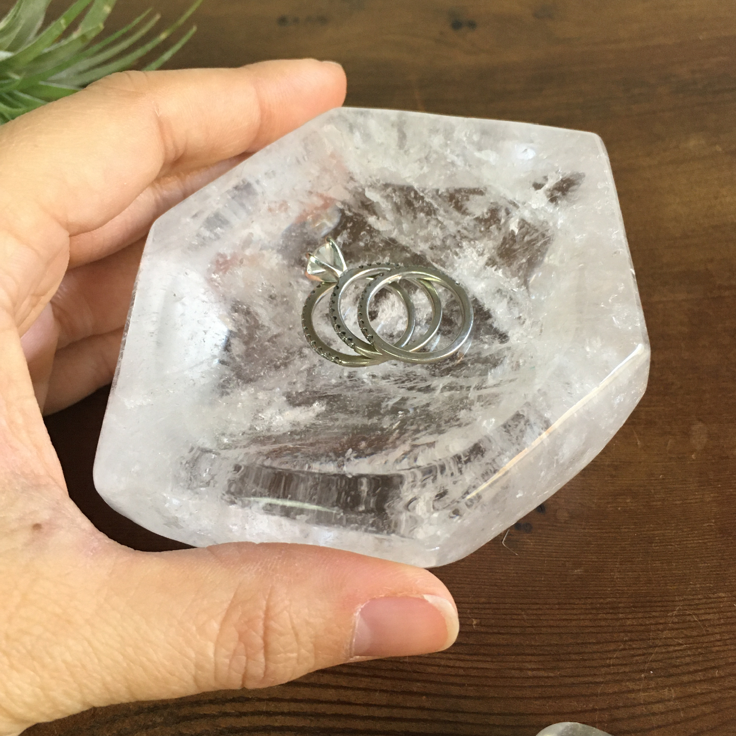 4" Hexagon Clear Quartz Bowl #0A