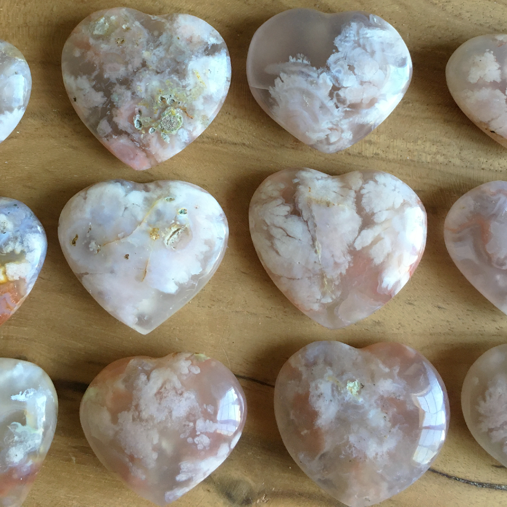 Small Flower Agate Hearts