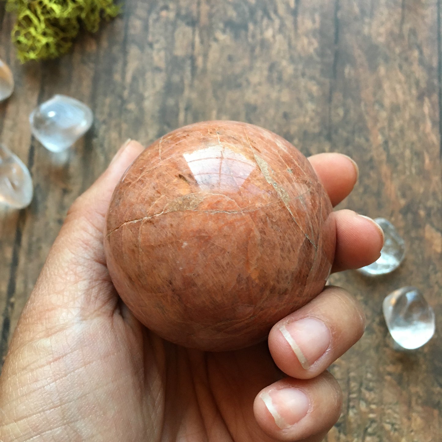 58mm Peach Moonstone Sphere #0A