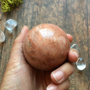 58mm Peach Moonstone Sphere #0A