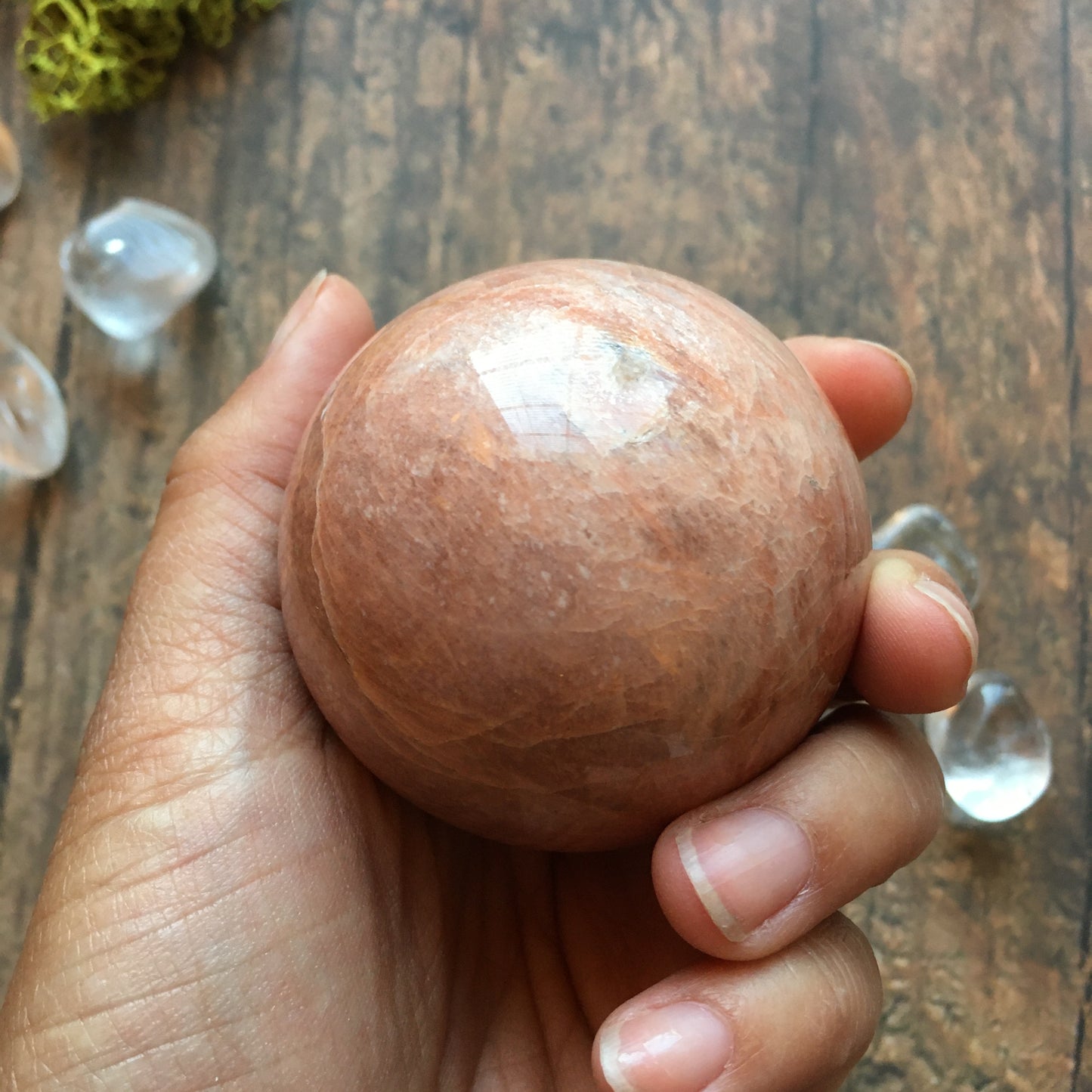 58mm Peach Moonstone Sphere #0A