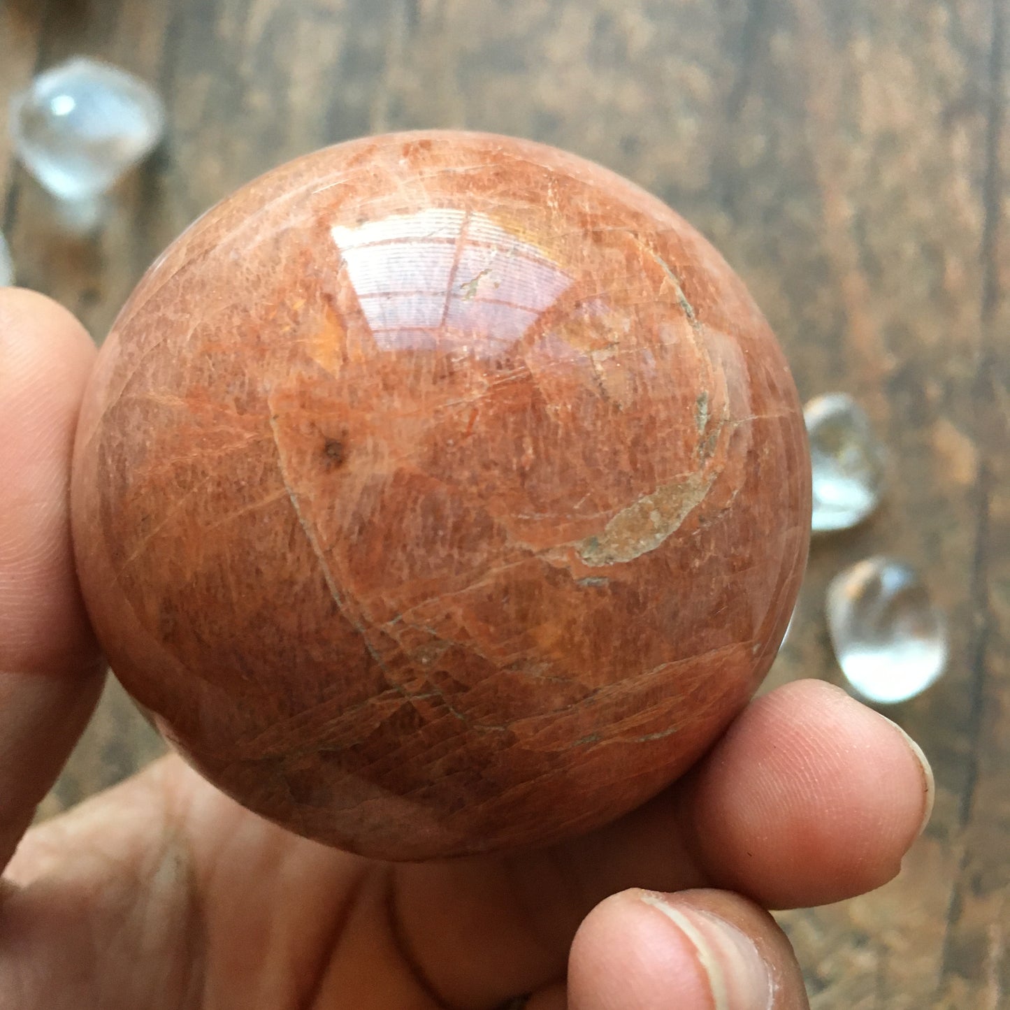 58mm Peach Moonstone Sphere #0A