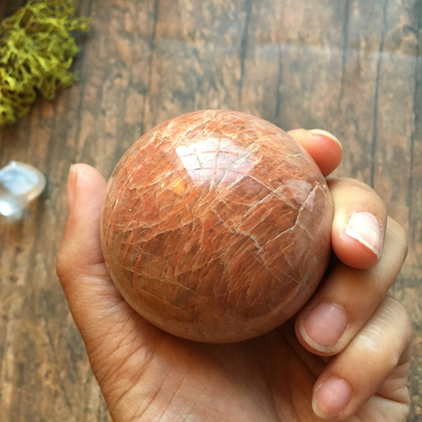 61mm Peach Moonstone Sphere #0B