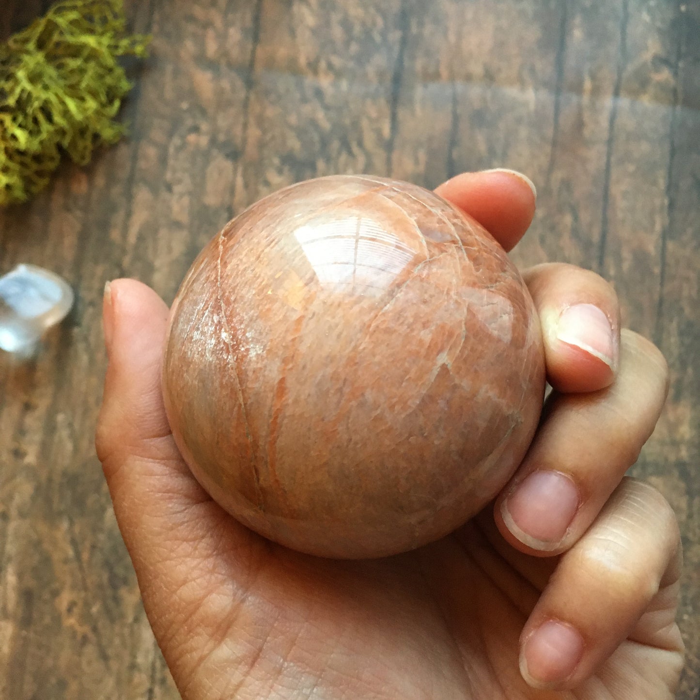 61mm Peach Moonstone Sphere #0B