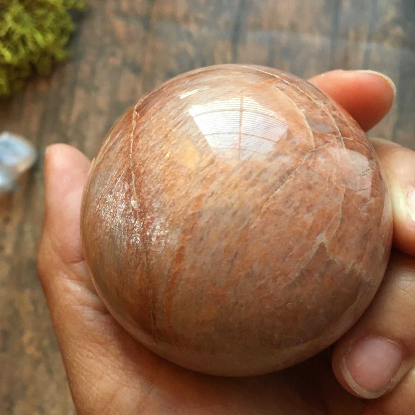 61mm Peach Moonstone Sphere #0B