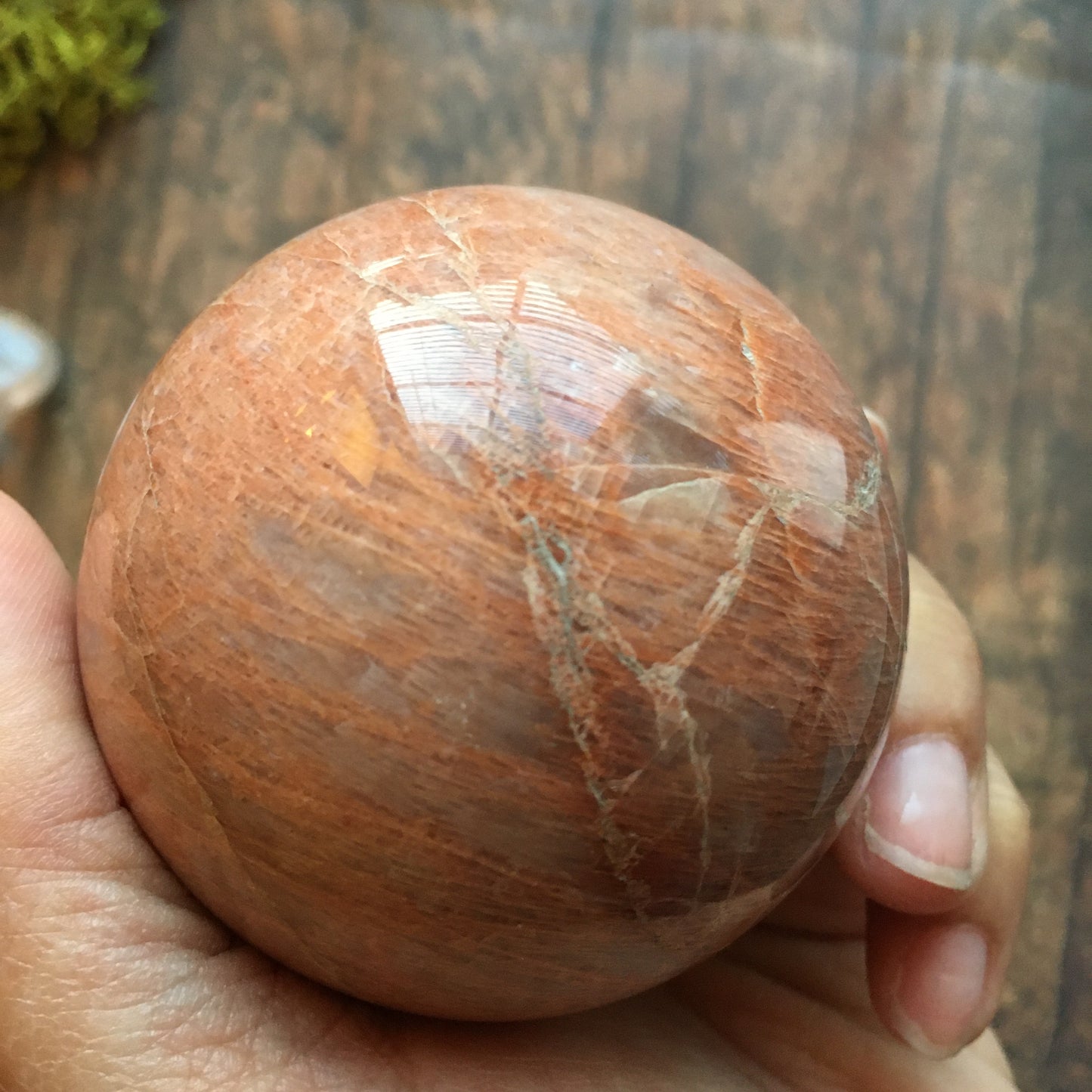 61mm Peach Moonstone Sphere #0B