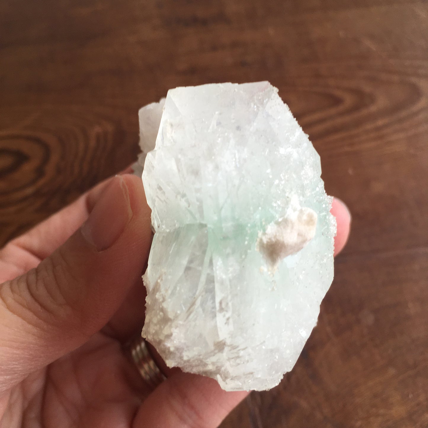 Special Natural Clear and Green Apophyllite Crystal Cluster with Scolecite