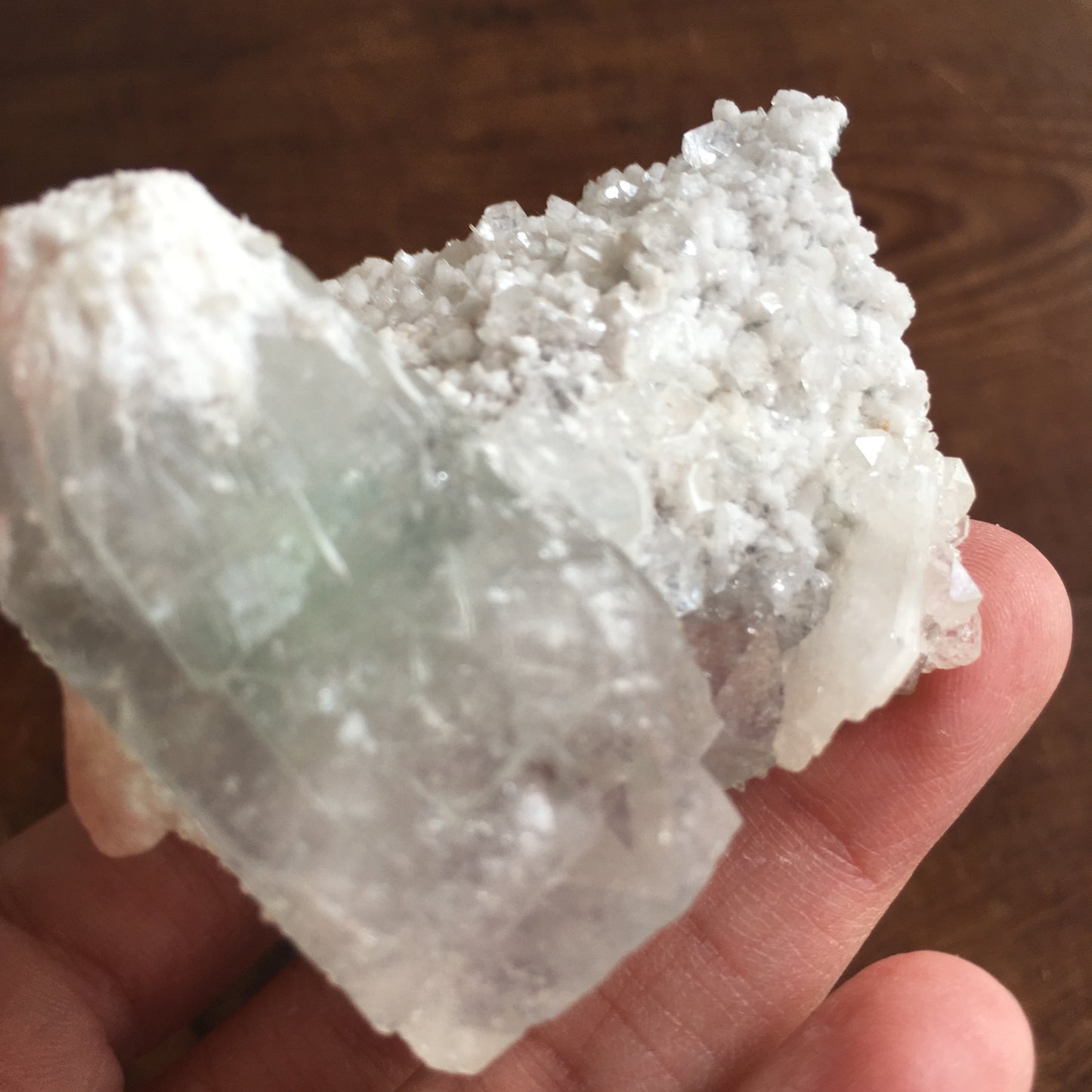 Special Natural Clear and Green Apophyllite Crystal Cluster with Scolecite