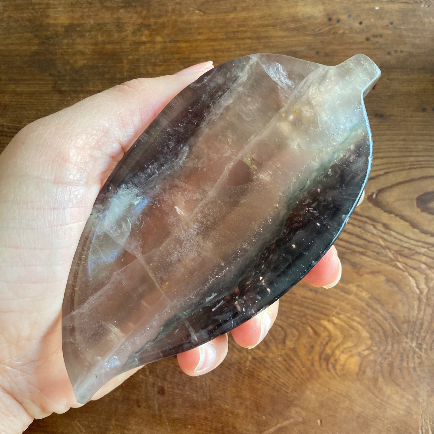5" Leaf Pale Purple Fluorite Bowl #0D
