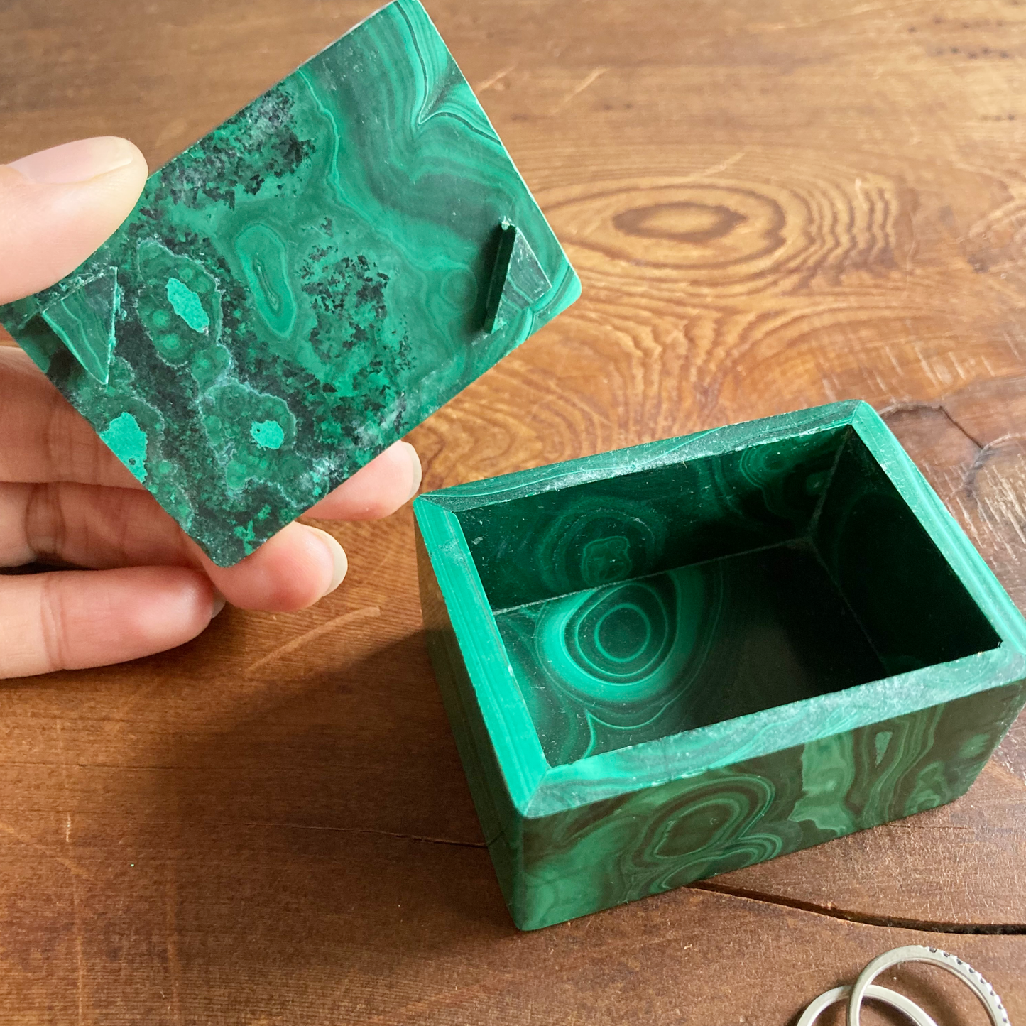 RICH COLOR 2.5" Genuine Malachite Box #D