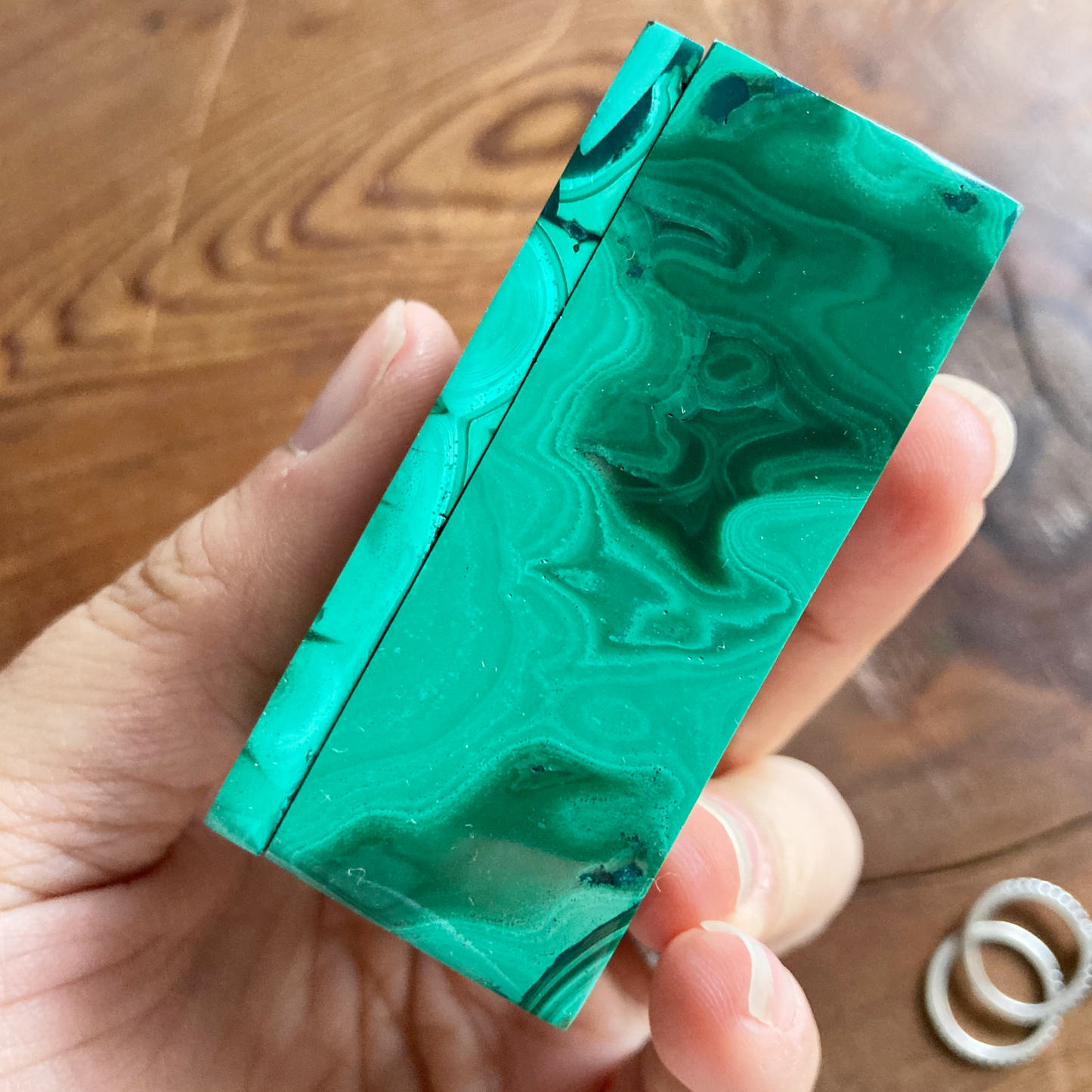 MEZMERIZING 2" Genuine Malachite Box #I