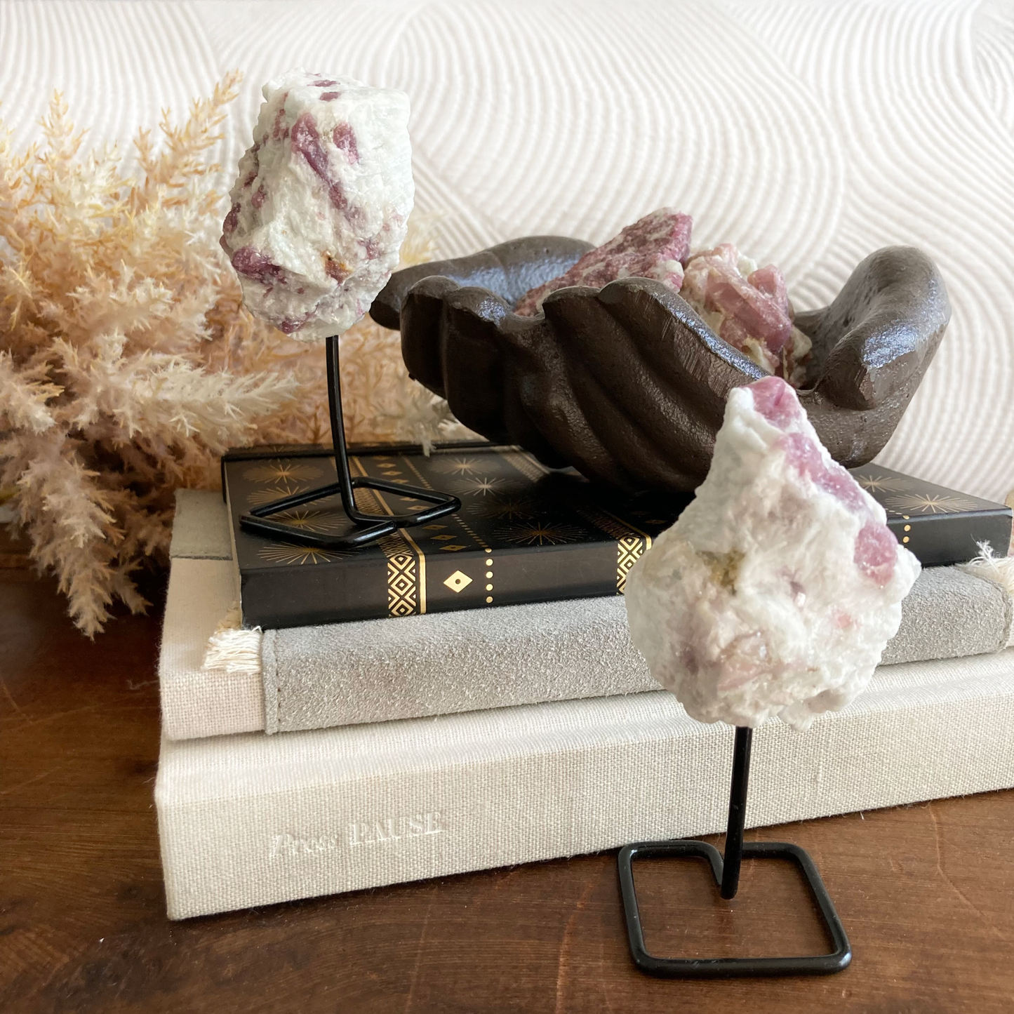 ONE Raw Pink Tourmaline On Wire Stand