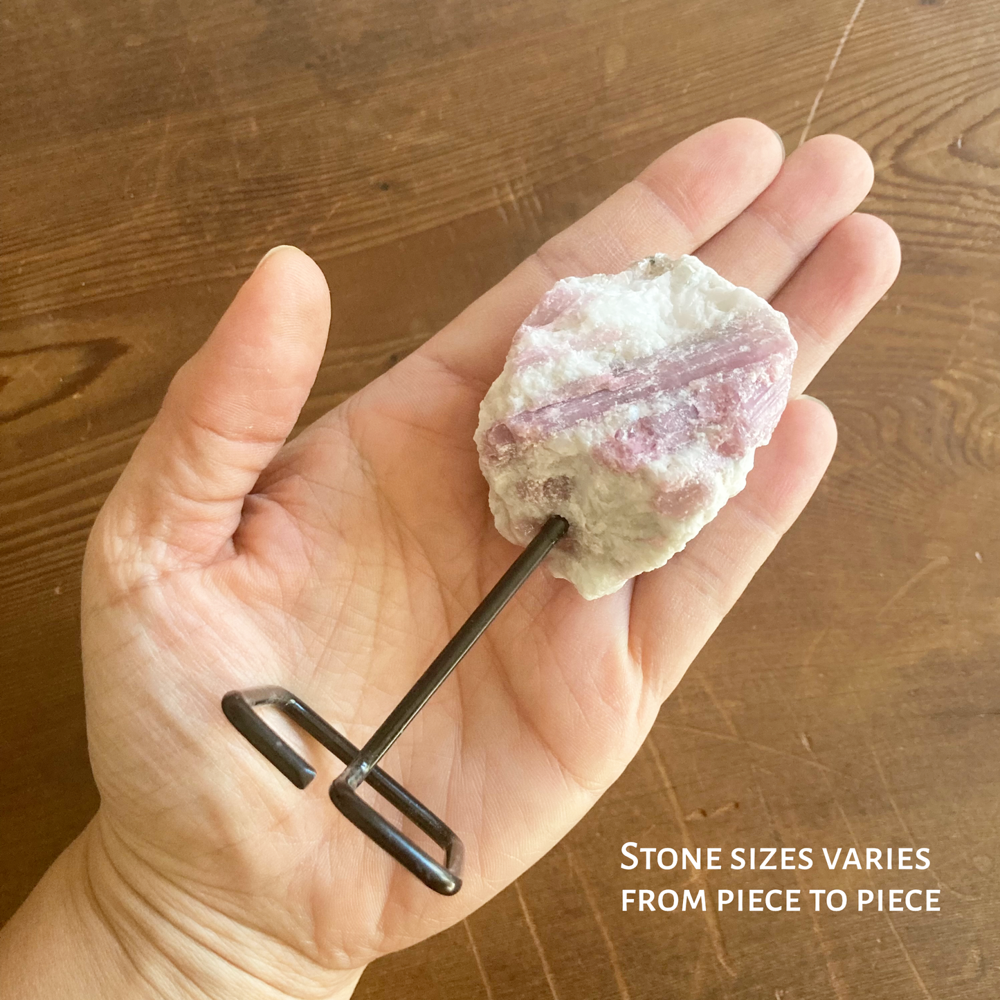 ONE Raw Pink Tourmaline On Wire Stand