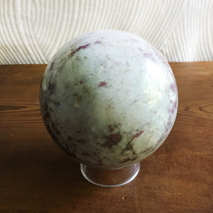 89mm Polished Rubellite Tourmaline Sphere