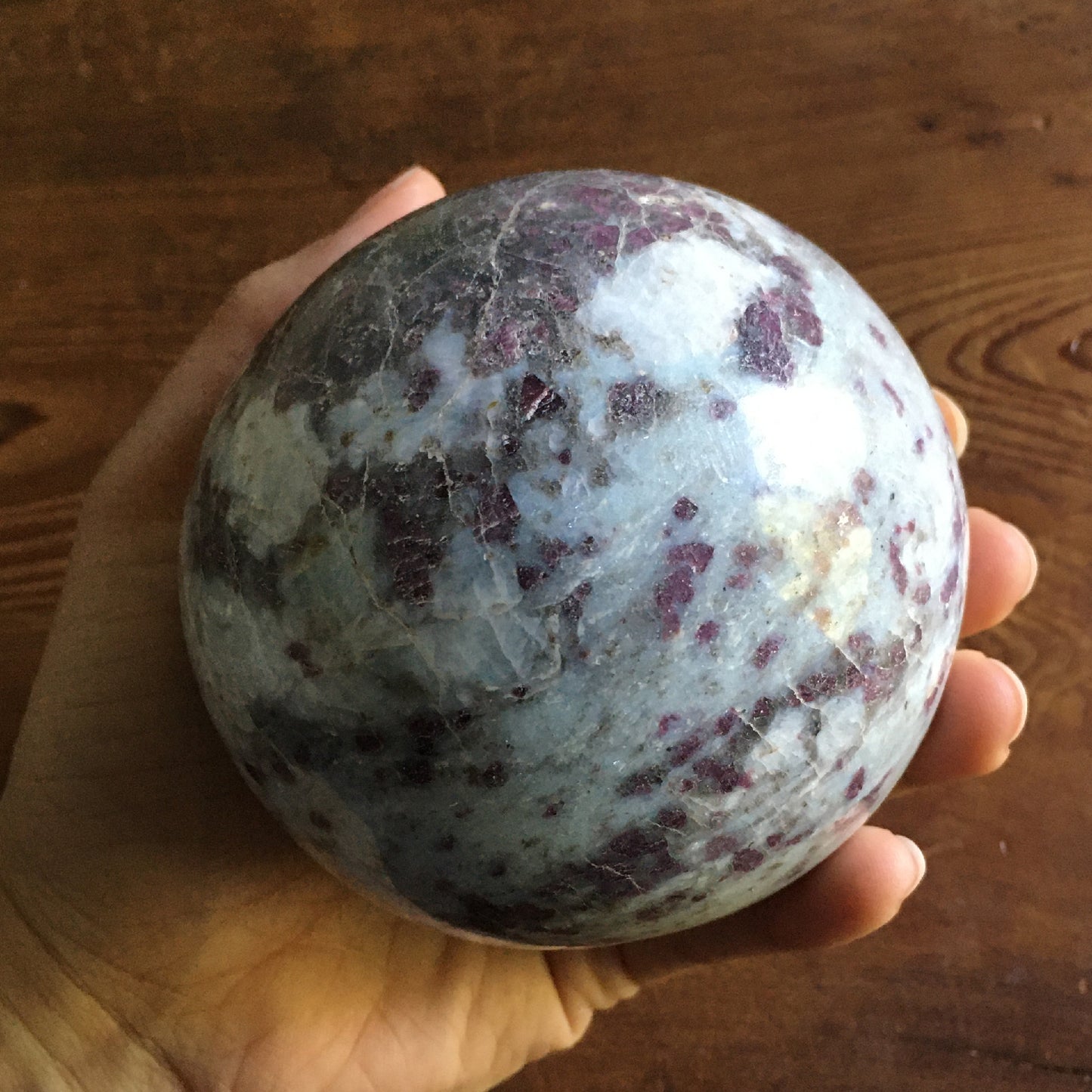 89mm Polished Rubellite Tourmaline Sphere