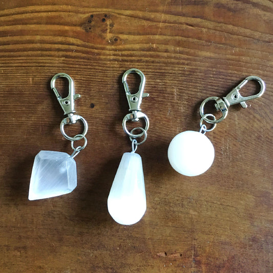 Selenite Charms with Swivel Clasps