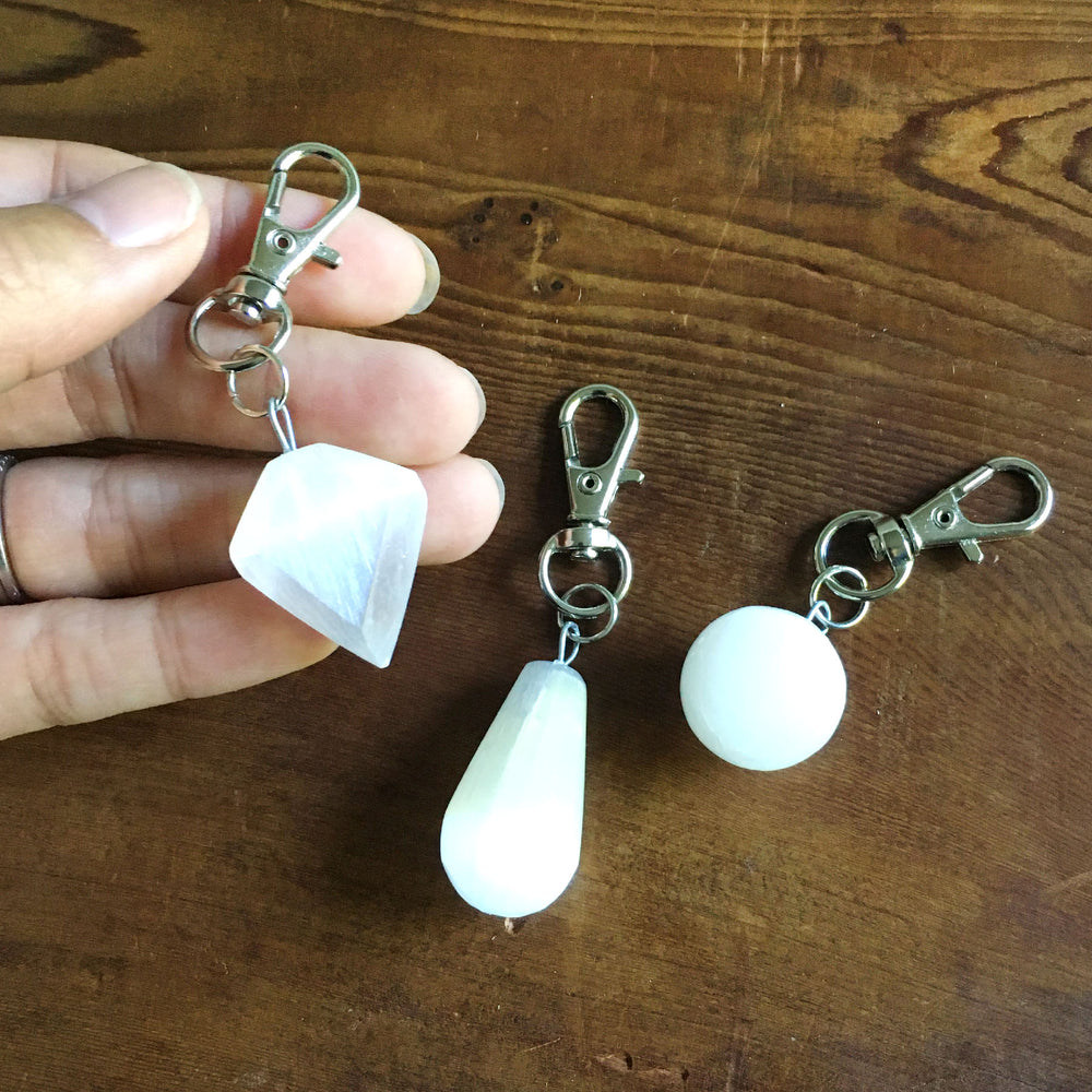 Selenite Charms with Swivel Clasps