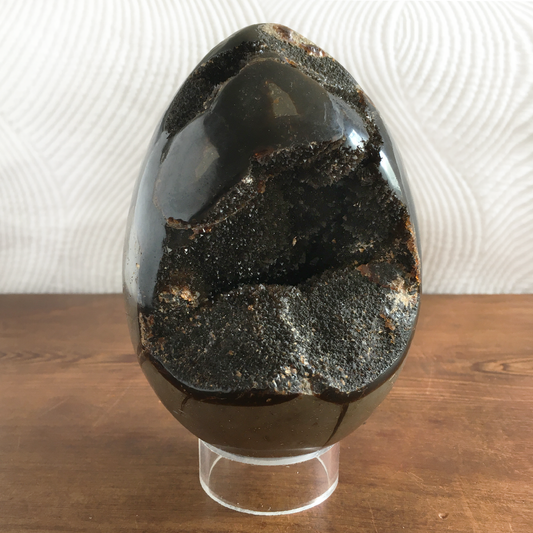 5" Black Druzy Septarian Egg #0A