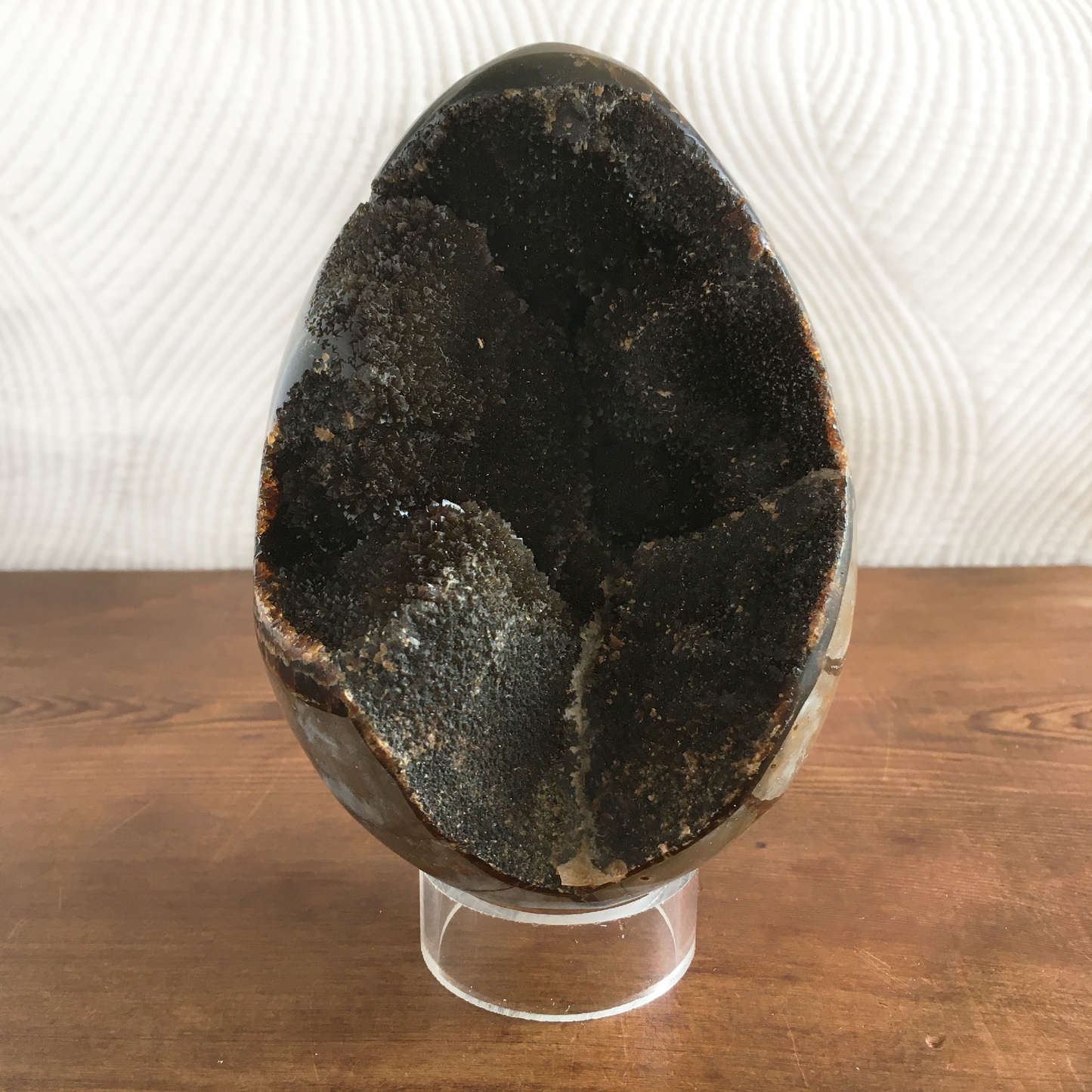 5" Black Druzy Septarian Egg #0B