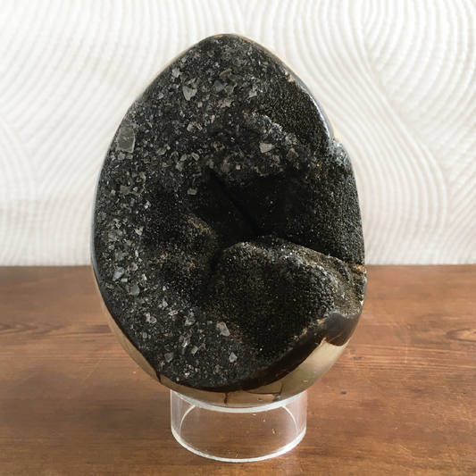 4.4" Black Druzy Septarian Egg #0C