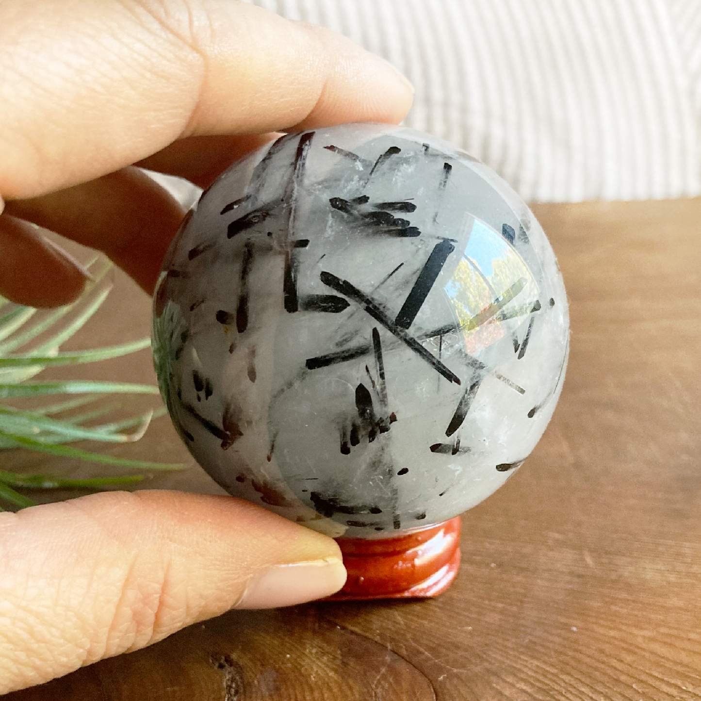 57mm Tourmalinated Quartz Sphere #0D