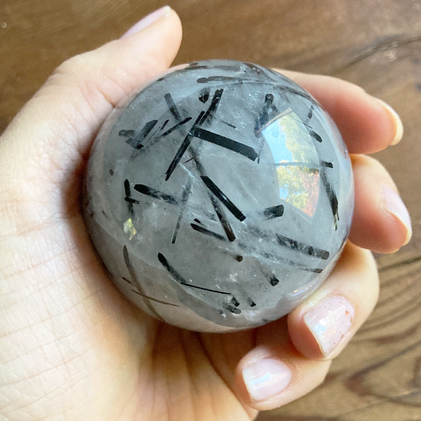 57mm Tourmalinated Quartz Sphere #0D